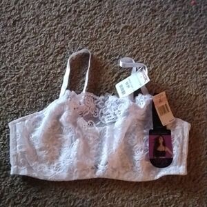 Olga White Floral Lace Bralette 35263 38D NEW
